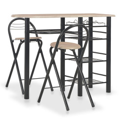 Ensemble de bar avec étagères 3 pcs Bois et acier