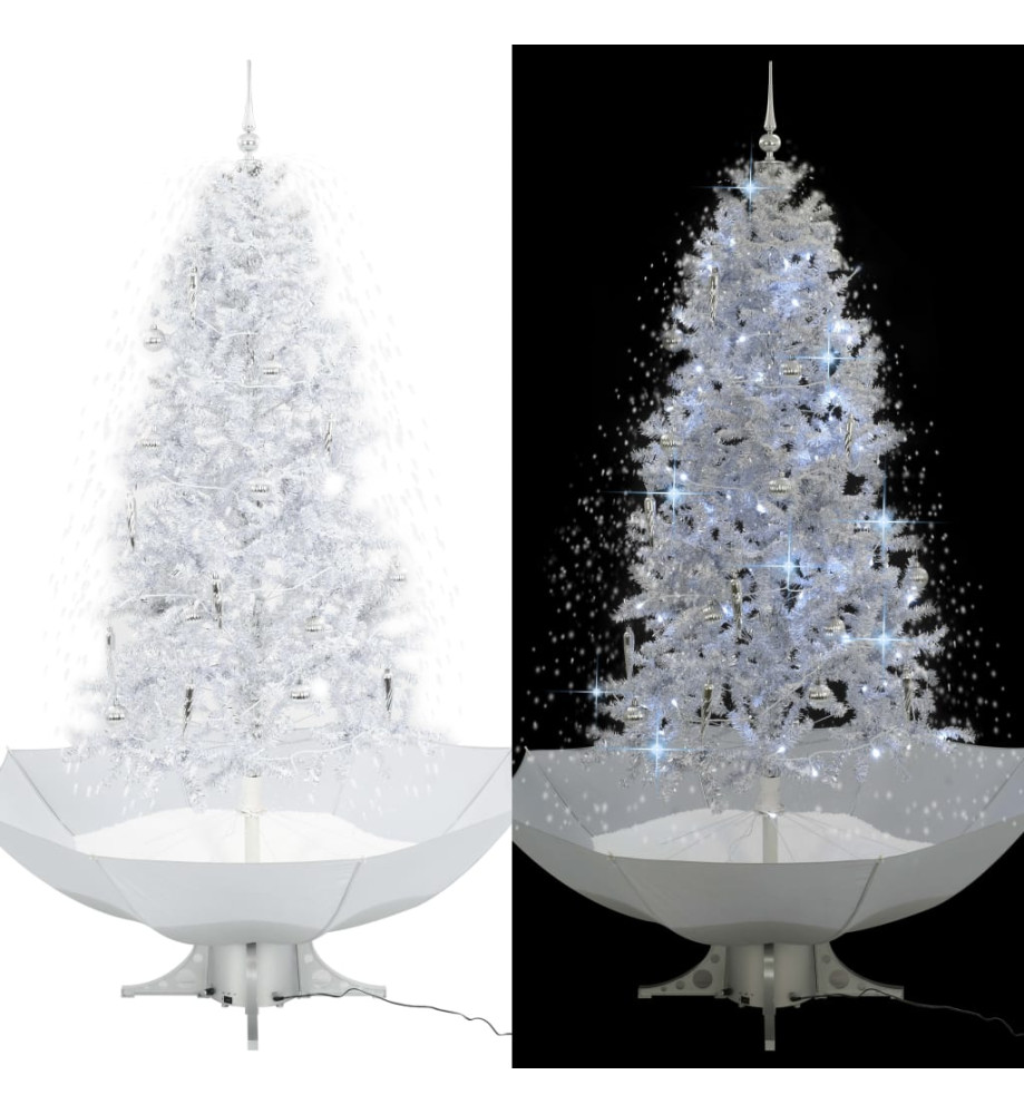 Arbre de Noël neigeux avec base de parapluie Blanc 190 cm