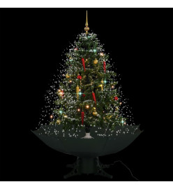 Arbre de Noël neigeux avec base de parapluie Vert 140 cm