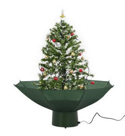 Arbre de Noël neigeux avec base de parapluie Vert 75 cm