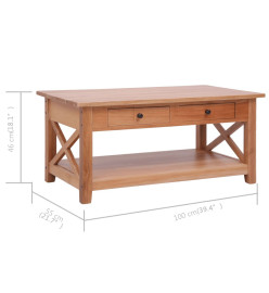 Table basse 100x55x46 cm Bois d'acajou massif