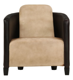 Fauteuil Brun roux et noir Cuir véritable