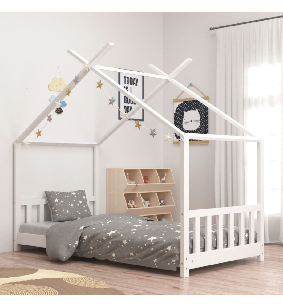 Cadre de lit d'enfant Blanc Bois de pin massif 80x160 cm