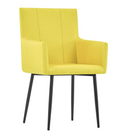 Chaises à manger avec accoudoirs lot de 4 jaune tissu