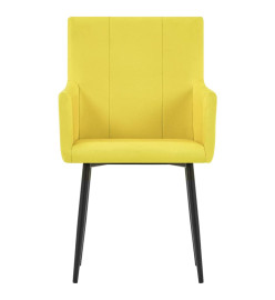 Chaises à manger avec accoudoirs lot de 4 jaune tissu