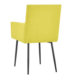 Chaises à manger avec accoudoirs lot de 4 jaune tissu