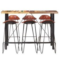 Ensemble de bar 7 pcs Bois de récupération et cuir véritable