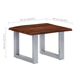 Table basse avec bord naturel 60x60x40 cm Bois d'acacia massif