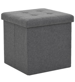 Tabourets de rangement pliables lot de 2 gris foncé Faux lin