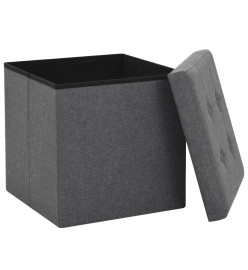 Tabourets de rangement pliables lot de 2 gris foncé Faux lin