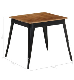 Table de salle à manger Bois d'acacia et acier 75x75x76 cm