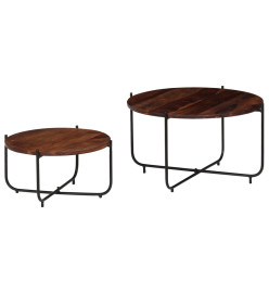 Ensemble de table basse 2 pcs Bois de Sesham massif 60 x 35 cm