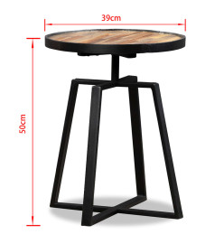 Table d'appoint ronde Teck massif de récupération