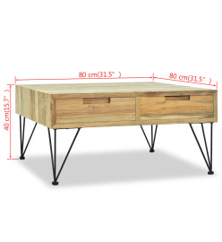 Table basse 80 x 80 x 40 cm Teck massif