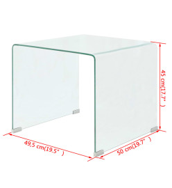 Table basse 49,5 x 50 x 45 cm Verre trempé Transparent