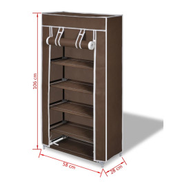 Porte-chaussures étagères 58 x 28 x 106 cm Brun