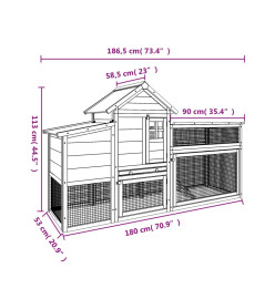 Poulailler rouge 186,5x58,5x113 cm bois massif de pin