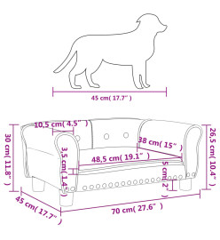 Lit pour chien gris clair 70x45x30 cm velours