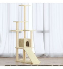 Arbre à chat avec griffoirs en sisal Crème 155 cm