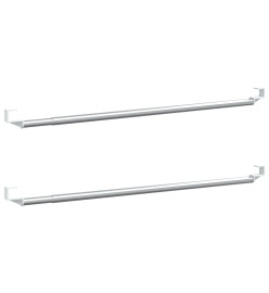 Tringles à rideau 2 pcs blanc et argenté 40-60 cm aluminium