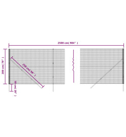 Clôture en treillis métallique anthracite 2x25m acier galvanisé