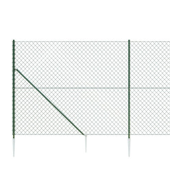 Clôture à mailles losangées avec piquet d'ancrage vert 2,2x10 m