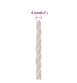 Corde de travail Blanc 6 mm 50 m polypropylène