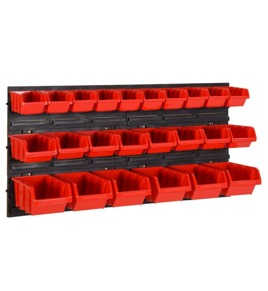 Ensemble d'étagères d'atelier 26 pcs Rouge et noir 77x39 cm PP