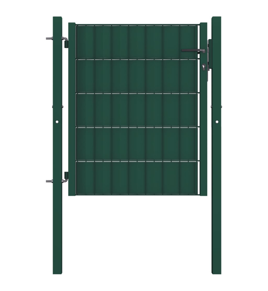 Portail de clôture PVC et acier 100x101 cm Vert