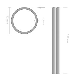 Tube rond Acier inoxydable 2 pcs V2A 2 m Ø42x1,8 mm