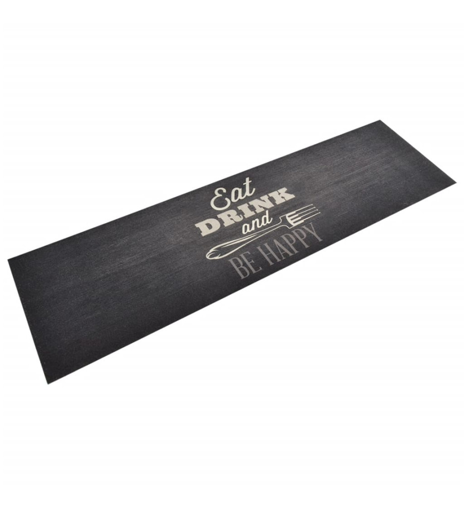 Tapis de cuisine lavable impression cuisine noir 45x150 cm