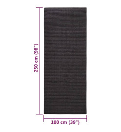 Tapis Sisal naturel 100x250 cm Noir