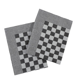 Serviettes de cuisine 20 pcs noir et blanc 50x70 cm coton