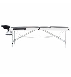 Table de massage pliable 3 zones Aluminium Noir et blanc