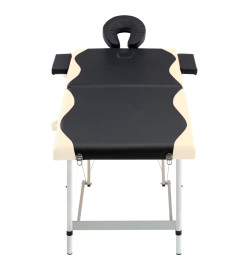 Table de massage pliable 2 zones Aluminium Noir et beige