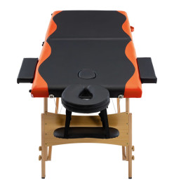 Table de massage pliable 2 zones Bois Noir et orange