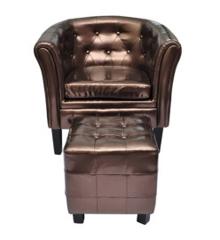 Fauteuil avec repose-pied Marron Similicuir