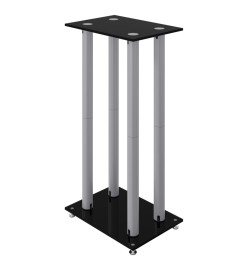 Supports de haut-parleurs 2 pcs noir et argenté 4 piliers