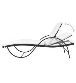 Chaise longue avec coussin et table Résine tressée Noir