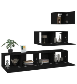 Ensemble de meubles TV 4 pcs Noir Bois d'ingénierie