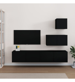 Ensemble de meubles TV 4 pcs Noir Bois d'ingénierie