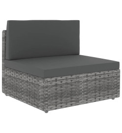 Salon de jardin 9 pcs avec coussins Gris Résine tressée