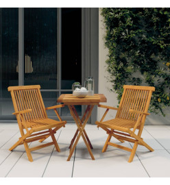 Ensemble de salle à manger de jardin 3 pcs Bois de teck massif