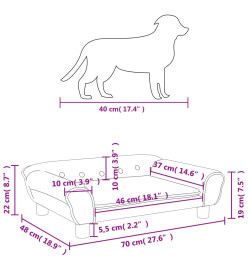 Lit pour chien crème 70x48x22 cm velours