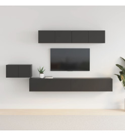 Ensemble de meubles TV 5 pcs Noir Bois d'ingénierie