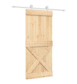 Porte coulissante et kit de quincaillerie 90x210 cm pin massif