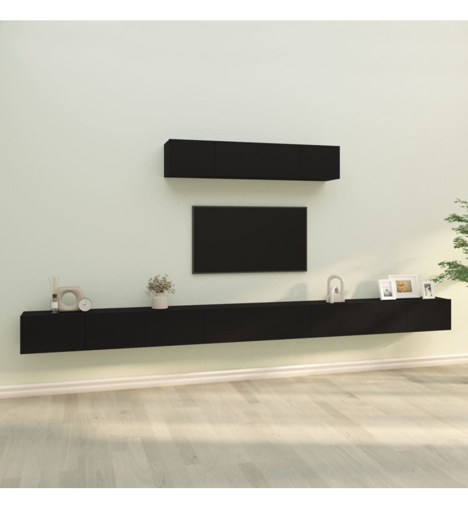 Ensemble de meubles TV 6 pcs Noir Bois d'ingénierie