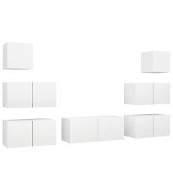 Ensemble de meuble TV 7 pcs Blanc Aggloméré