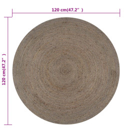 Tapis fait à la main Jute Rond 120 cm Gris