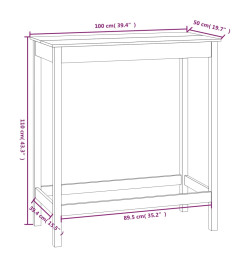 Table de bar Noir 100x50x110 cm Bois massif de pin